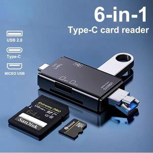 Genera 6 in 1 OTG Card Reader Type-C Micro USB Portable SD memory For Type-C/Android Phone or PC