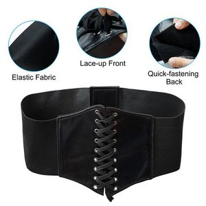 Women Corset Belt Leather cummerbunds Zipper Bandage Elastic