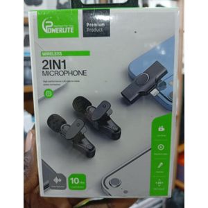 Powerlite 2-in-1 Wireless Clip-on Microphone - 2.4G Ultra-Low Latency Lavalier Mic with Noise Reduction & 10 Hours Battery Life for Vlogging, Live Streaming & Interviews