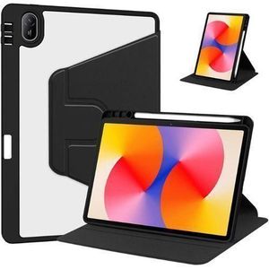 Samsung Galaxy A11+ Shockproof Clear Back Tablet Case: Magnetic Tri-Fold Smart Stand Cover with Pencil Holder