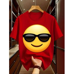 Quality cotton red round neck tshirt with design 