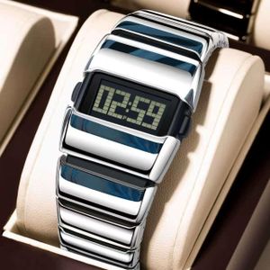 POEDAGAR Highly Original Quality & Luxury Unisex Silver/Black Digital Silicon Rubber Strap Sports Wristwatch 