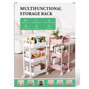 3-Tier Rolling Storage Cart with Wheels – Multipurpose Kitchen, Bathroom & Office Organizer
