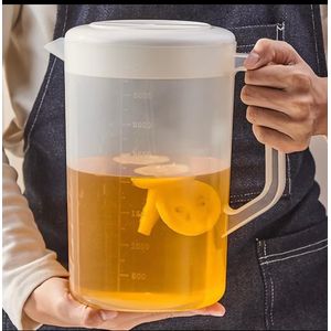 Clo 1pc Clear Plastic with White Lid - Vertical Ribbed Design, Measurement Markings, Perfect for Iced Beverages, Parties, And Everyday Use, Drink Dispenser Stylish Pitcher Durable Plastic