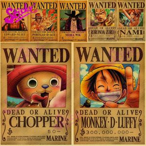 Cheap Anime Poster 10PCS One Piece Luffy Wanted Poster Zorro Nami