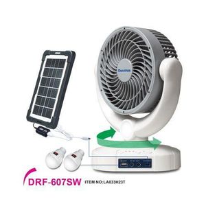 Duravolt 7" 3in1 Rechargeable Table Fan DRF-607SW solar panel LED bulbs H23T
