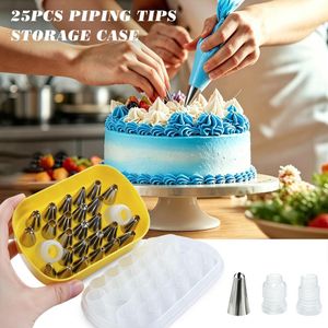 27Pcs Stainless Steel Piping Tips Set, Cake Decorating Nozzles Kit with Storage Box & Couplers for Baking