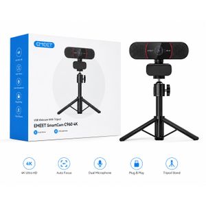 EMEET SmartCam C960 4K USB Webcam, Auto Focus, 2 Microphones, Included Desktop Tripod, Streaming Camera