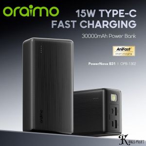 Oraimo Power-Nova B31 30000mAh 15W Fast Charging Type-C Input and Output Fast Power Bank OPB-1302