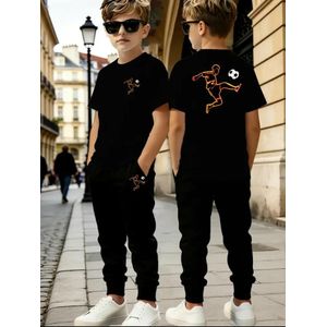 Children Graphic Co-Ord Set Stylish Half Sleeve T-Shirt & Cargo Pants Combo Joggers Comfortable Casual Clothing Outfit 
