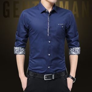 Mens Dress Shirts Long Sleeve Formal Shirt Dark Blue