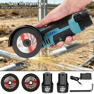 12V Mini Angle Grinder 2 Batteries  Home Handheld for Metal Cutting & Grinding