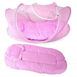  Baby Baby Bed With Net Pop Up Style Dotted - Pink