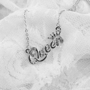 Queen Letter Pendant Necklace Silver