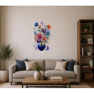 Realistic 3D DIY Flower in Vase (70 cm x 50 cm) Wall Stickers for Homes, Offices, Party, etc.