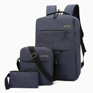 3pcs Backpack Waterproof Laptop/School With USB Backpack-Blue