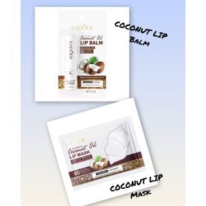 SADOER Coconut Oil Nourishing Lip Balm + Deep Hydrating Lip Mask (1 lip balm+4 lip mask))