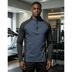Men's Half-Zip Long Sleeve Quick-Dry Gym Shirt – Stretch Athletic Training Top