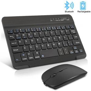 Portable Rechargeable Bluetooth Slim Wireless Keyboard + Mouse 2-in-1 Combo - Black