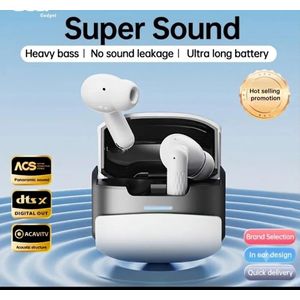 Wireless Bluetooth Earbuds with Intelligent Noise Reduction – 3D Panoramic Space Surround Sound, Heavy Bass Double Dome Horn In-Ear Earphones with Ultra Long Battery Life & Charging Case - White