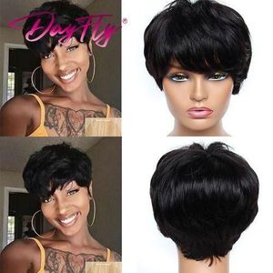 Short Pixie Cut Colored Natural Wave S With Bangs Short