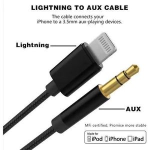Color Lightning To Aux Audio Adapter For iPhone, iPad And iPod - Black- 3.5mm