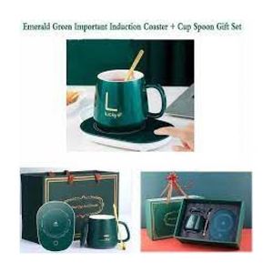 Lucky Ceramic Coffee Cup With Automatic Heating Pad And Spoon