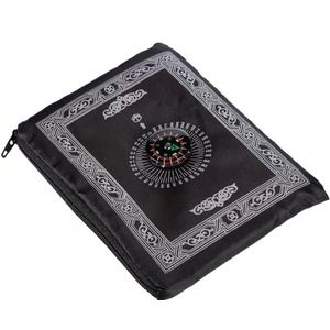 Gear Muslim Gift - Pocket size Muslim Travel Prayer Mat with Compass for Qibla- Black
