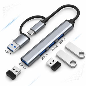 Double Headed 4 in 1 Type-C Hub Multiport Dock Station USB Hub adapter With USB3.0