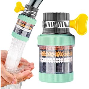 5pcs Water Filter Purifier 6-Layer for Kitchen Bathroom Carbon Filters Water Filter Faucet-Green