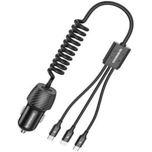 Riversong Safari C2 Car Charger 3-in-1 charging cable (Lightning + Micro-USB + Type-C) CC17C Black