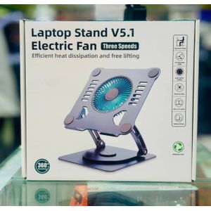 Adjustable laptop stand with 360 rotating base and electric cooling Fan V5.1