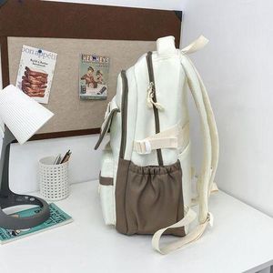  Perfect Aesthetic Casual Canvas Backpack – Multi-Pocket School Rucksack with Side Pockets & Contrast Trim for Students, Teens, and Women