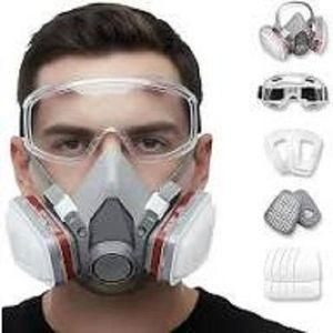 Dust and Gas M-ask Set with Safety Goggles & Dust Filter - Protective Respiratory & Eye Protection