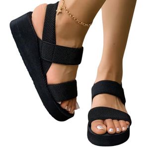 Women's Lightweight Platform Wedge Sandals with Stretch Elastic Straps