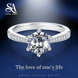 SA Luxury Proposal Ring Romantic Proposal  1 Karat Moissanite Light Luxury Wedding Ring- Silvery（Adjustable size）