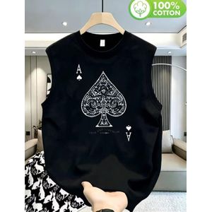 Card Love Crew Neck Tank Top-Black