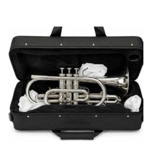 Premium Professional Bb Sliver Cornet-Bass Instrument With Hard Case , Mouthpiece, Gloves For Band, Church, School, Beginner