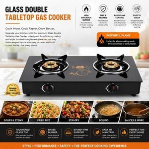Table Top Gas Cooker With Glass Top And 2 Burner