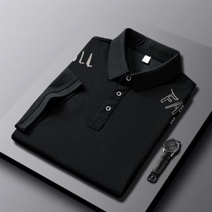 Breathable Ice Silk Mens Polo Black Satin Shirt For Autumn And