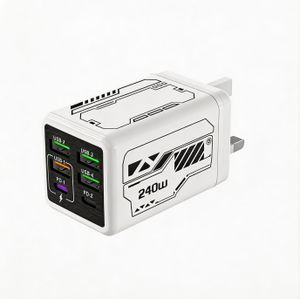 240W USB C Charger Block, 6-Port GaN Fast Charging Station (4 USB-C + 2 USB-C), PD 3.1 Multiport Desktop Charger for MacBook Pro, iPhone 17/16/15, iPad, Samsung Galaxy, Laptop & More