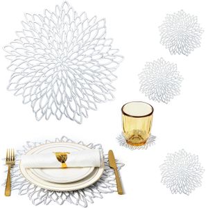 Set of 6 Silver Placemats s & Coasters 
