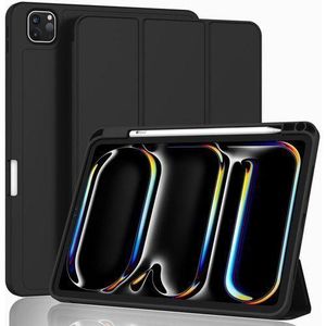 Silicone Smart Case with Pencil Holder for iPad Pro 13 2024 M4 (7th Gen) - Black