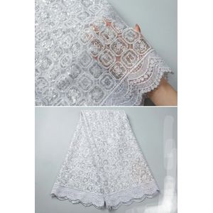 (5) yards of Luxury White Sequined Lace Fabric with Scalloped Floral Border