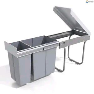 2-Compartment Pull-Out Kitchen Waste Bin - Grey Under Cabinet Trash Bin