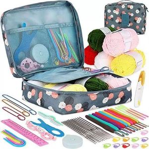58 PCS Crochet Kit, Upgraded Hanging Crochet Set with Case & Yarn for Crocheting, Crochet Hook Set for Beginners Crochet Hook Kit with Crochet Book, Crochet Hooks, Knitting & Crochet Supplies