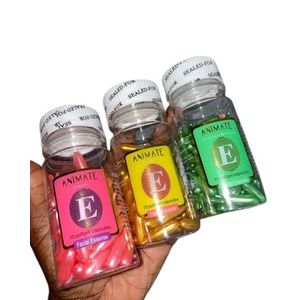 Animate Vitamin E Facial (e Oil - 60 Softgel Capsule x3(animate) (red, gold, green) 