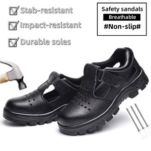 Banagat Men's Breathable Sandals Anti Smashing Anti Puncture Safety Shoes Black