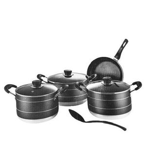 Cooking Pot Set 20/22/24/ cm 24 cm fry pan/ Black/ Brown