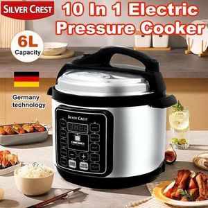 SILVER CREST 10 In 1 Electric Pressure Cooker With 24-Hour Reservation Function, Slow Cooker, Rice Cooker, Wok, Cake, Yogurt, Etc., 6 L, Stainless Steel/Black